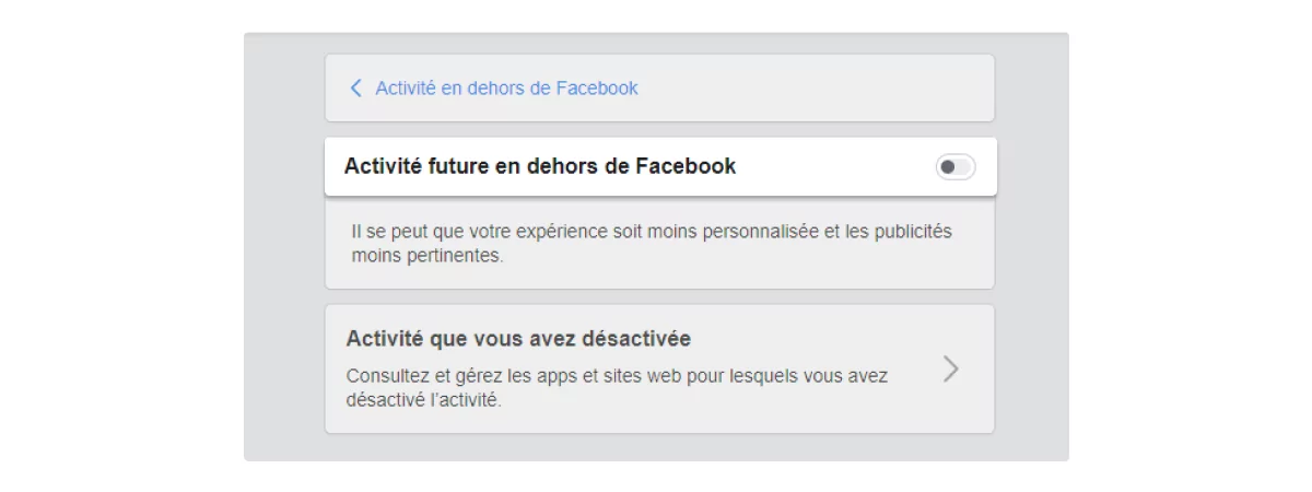 Activité future en dehors de Facebook