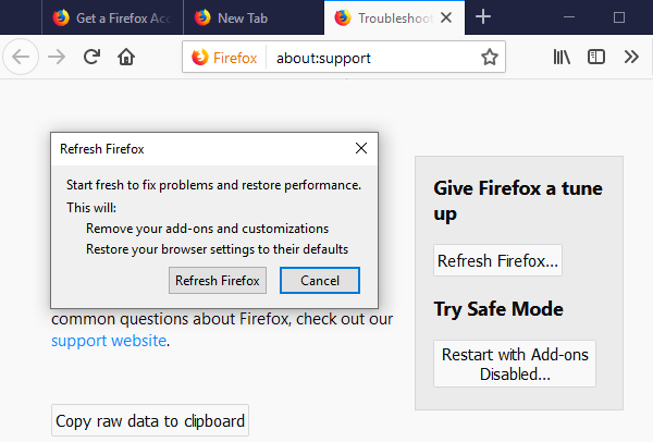 Restore your FireFox Browser